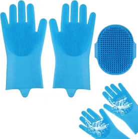2 Pcs Pet Grooming Set Dog Washing Gloves with Enhanced Five Finger Design Silicone Dog Bath Brush for Hair Removal Massage Efficient Deshedding for Dogs Cats Pet Hair Remover Grooming Tool