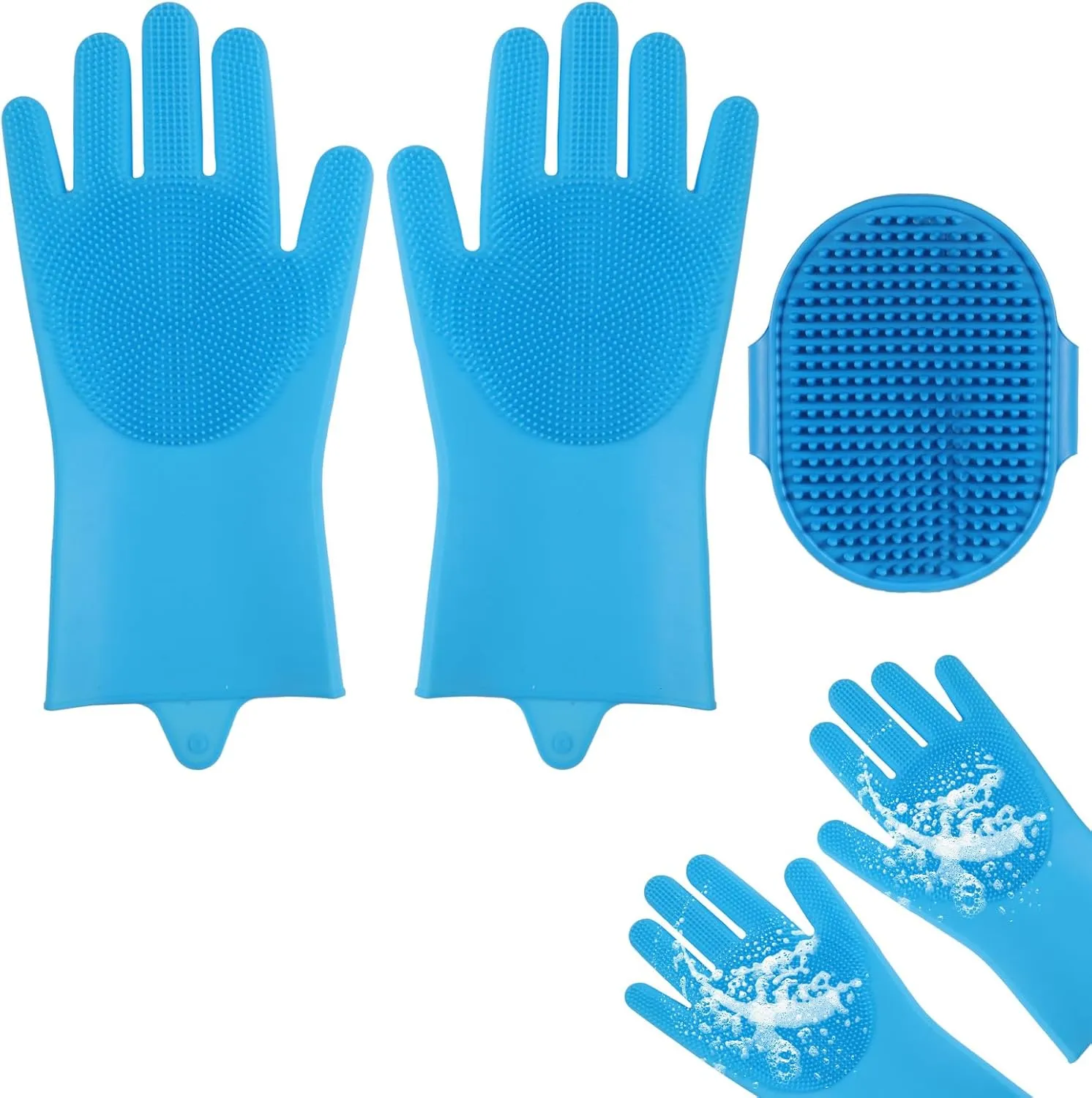 2 Pcs Pet Grooming Set Dog Washing Gloves with Enhanced Five Finger Design Silicone Dog Bath Brush for Hair Removal Massage Efficient Deshedding for Dogs Cats Pet Hair Remover Grooming Tool