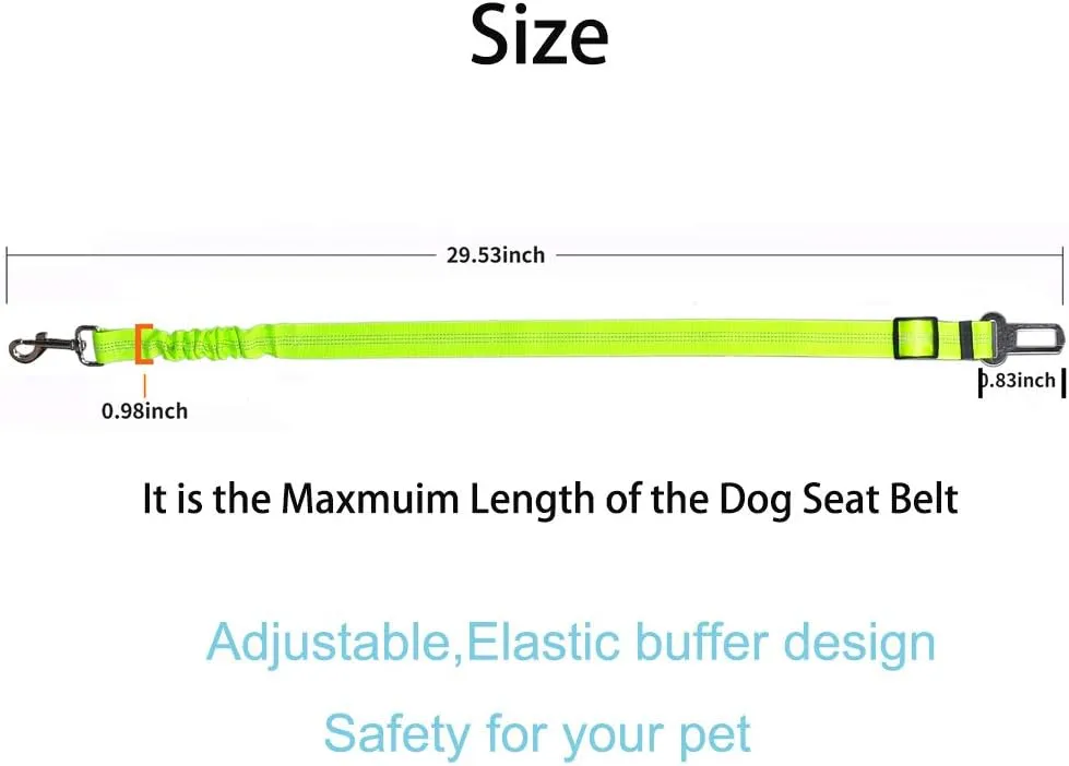 3 Colors Dog Safety Belt Pet Seat Belt Dog Car Harness Adjustable 360 zinc Alloy Buckle with Elastic,High Strength,Wear-Resistant and Durable,Easy to Install,Easy to Wash(Grey)