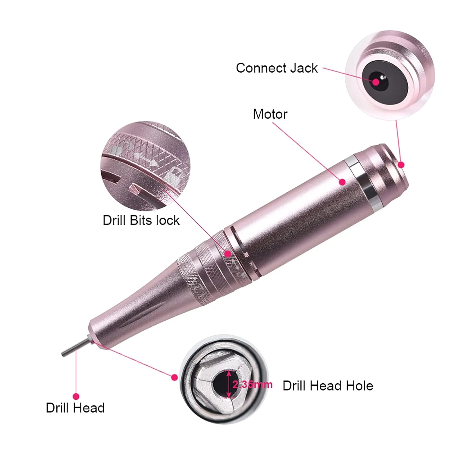 35000RPM Professional Nail Drill Machine Portable Electric Nail File Acrylic Manicure Pedicure Grinding Drill Set Polishing Shape Tools Design for Home Salon Use (Set 1)