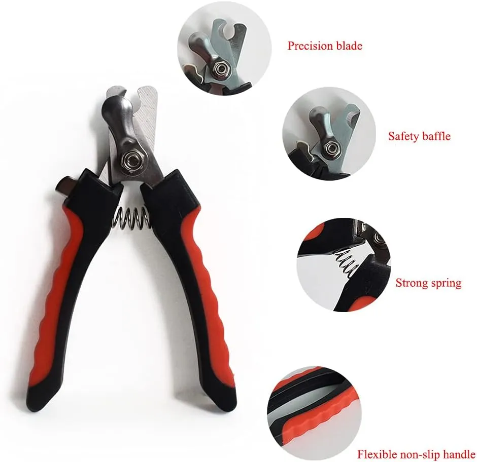 4 Pieces/set Pet Dog Cat Nail Clipper Cutter Stainless Steel Grooming Trimmer Scissors Clippers for Animals with Lock 2 sizes (Small, Black and Red)