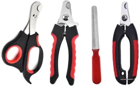4 Pieces/set Pet Dog Cat Nail Clipper Cutter Stainless Steel Grooming Trimmer Scissors Clippers for Animals with Lock 2 sizes (Small, Black and Red)