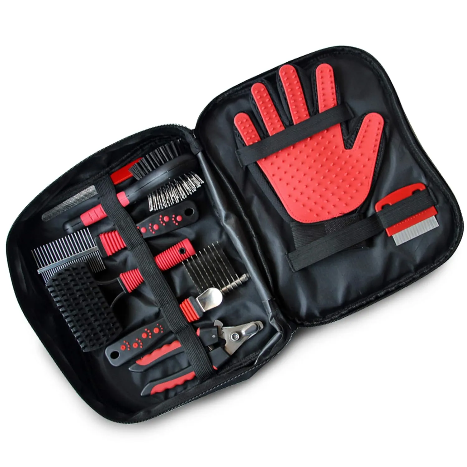 8 in 1 Professional Dogs Grooming Kit - Brush Set - Double Sided Cat and Dog Brush for Shedding - Pet Nail Clippers - Deshedding Brush - Pet Grooming Gloves - Dog Accessories - Pet Grooming Tools