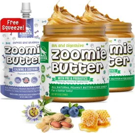 All Natural Gut Health 2-Pack   Free Separation Anxiety Squeeze | Portable Treat for Fireworks, Vet, Car | Human Grade, Healthy Dog & Puppy Probiotic & Calming Support Supplement