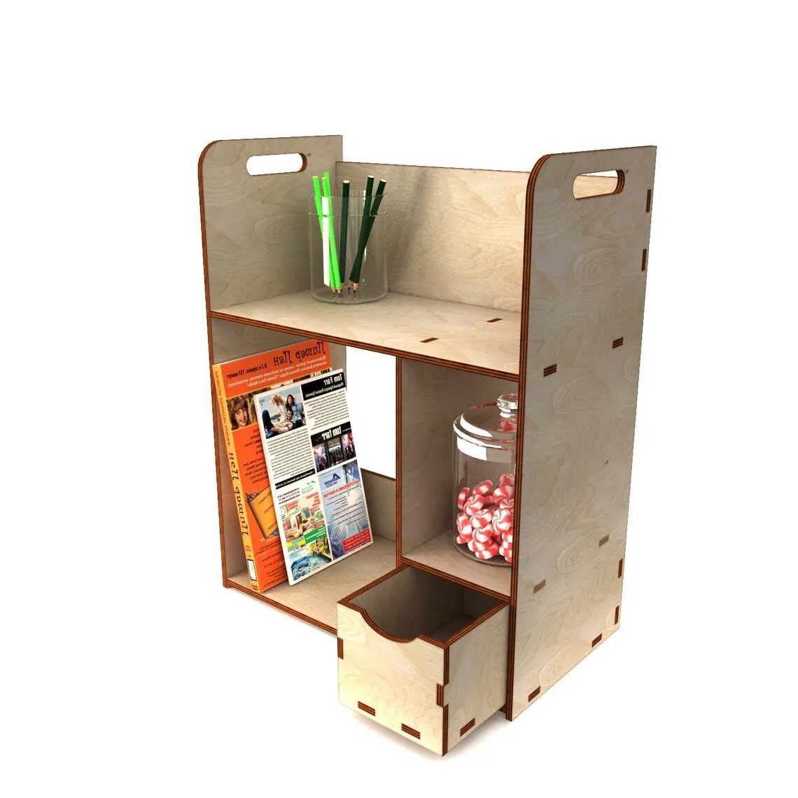 AmericanElm Wooden Shelf for Living Room| Book Shelves| Wall Racks |Shelf for Home décor | Three Shelves, One Dror