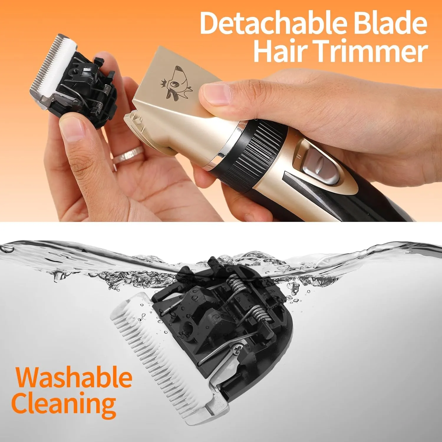 Aovdy Dog Clippers Grooming Kit Dog Shaver Clippers Hair and Paw Electric Cleaning Hair Clippers Set for Dogs Cats Rabbit (Gold, Scissor Set Foot Shaving Blade)