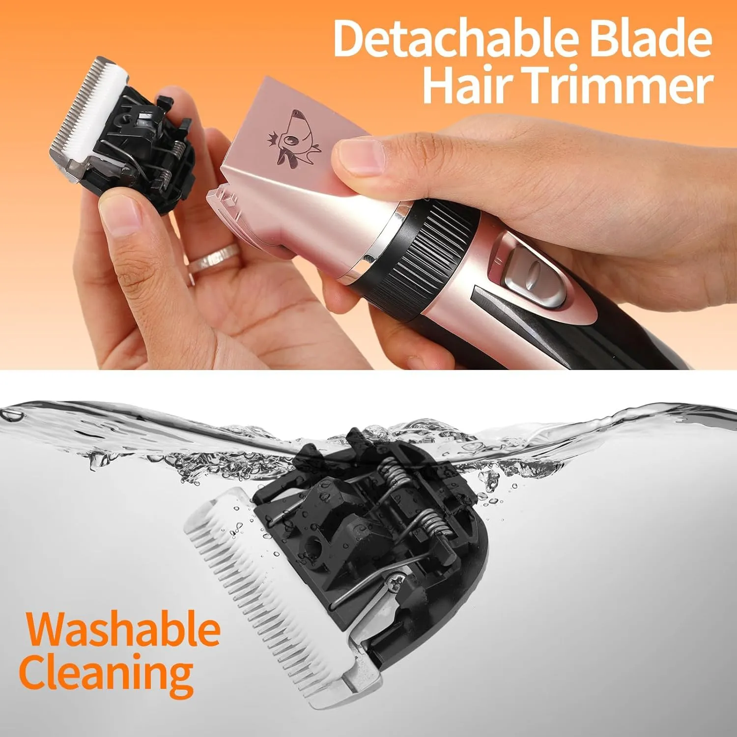 Aovdy Dog Clippers Grooming Kit Dog Shaver Clippers Hair and Paw Electric Cleaning Hair Clippers Set for Dogs Cats Rabbit (Rose Gold, Scissor Set Foot Shaving Blade)
