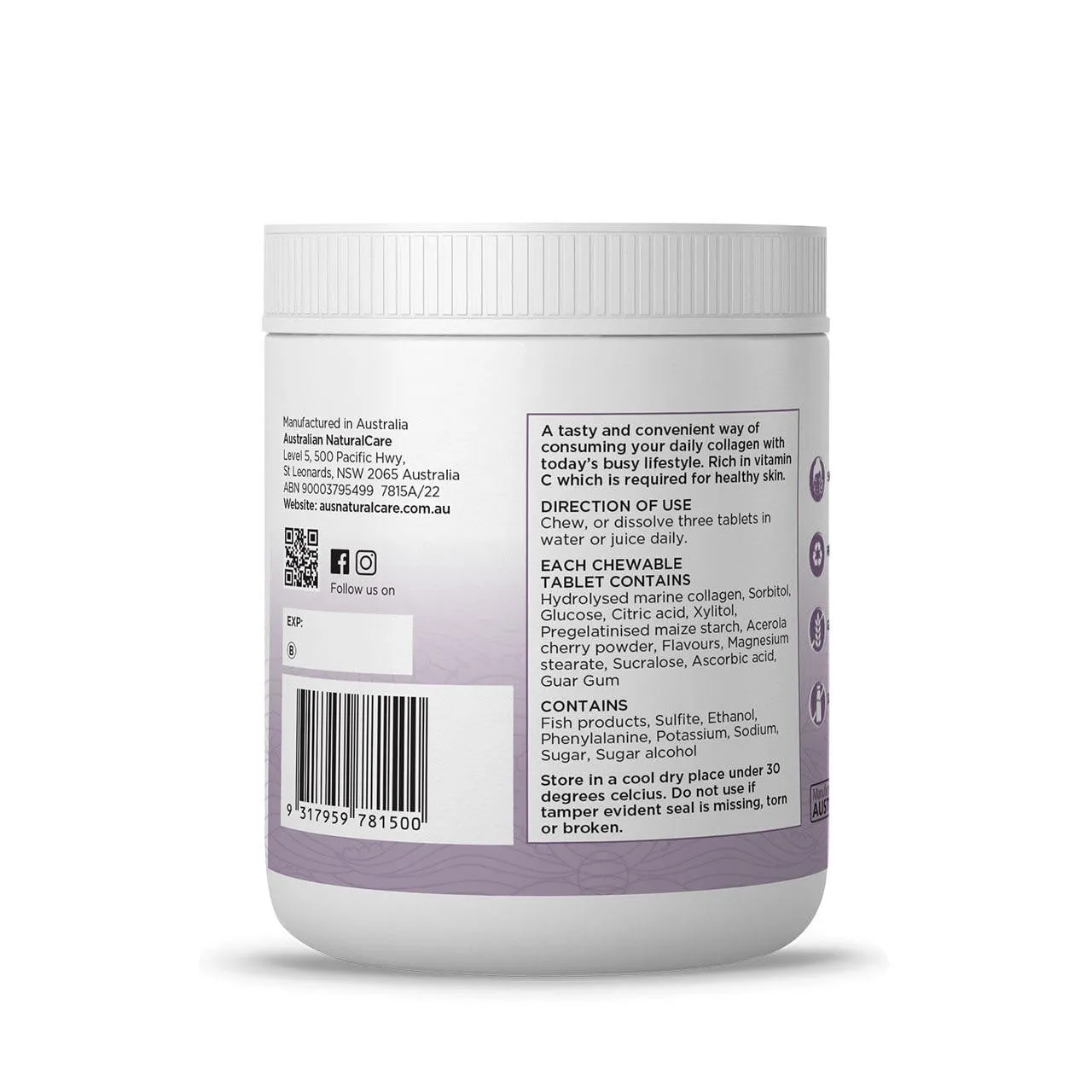 Australian Natural Care Collagen Chews - Berry Flavour