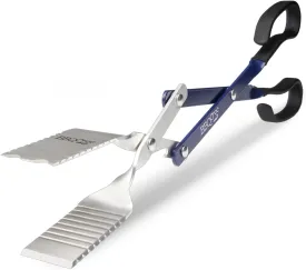 BBQ Croc 3 in 1 Barbecue Tool 18-inch - Lightweight and Long Tongs, Spatula and Grill Scraper (Blue) (18 inch Without Flashlight)