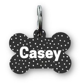 Black Polka Dots Bone Dog Tag