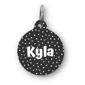 Black Polka Dots Circle Pet Tag