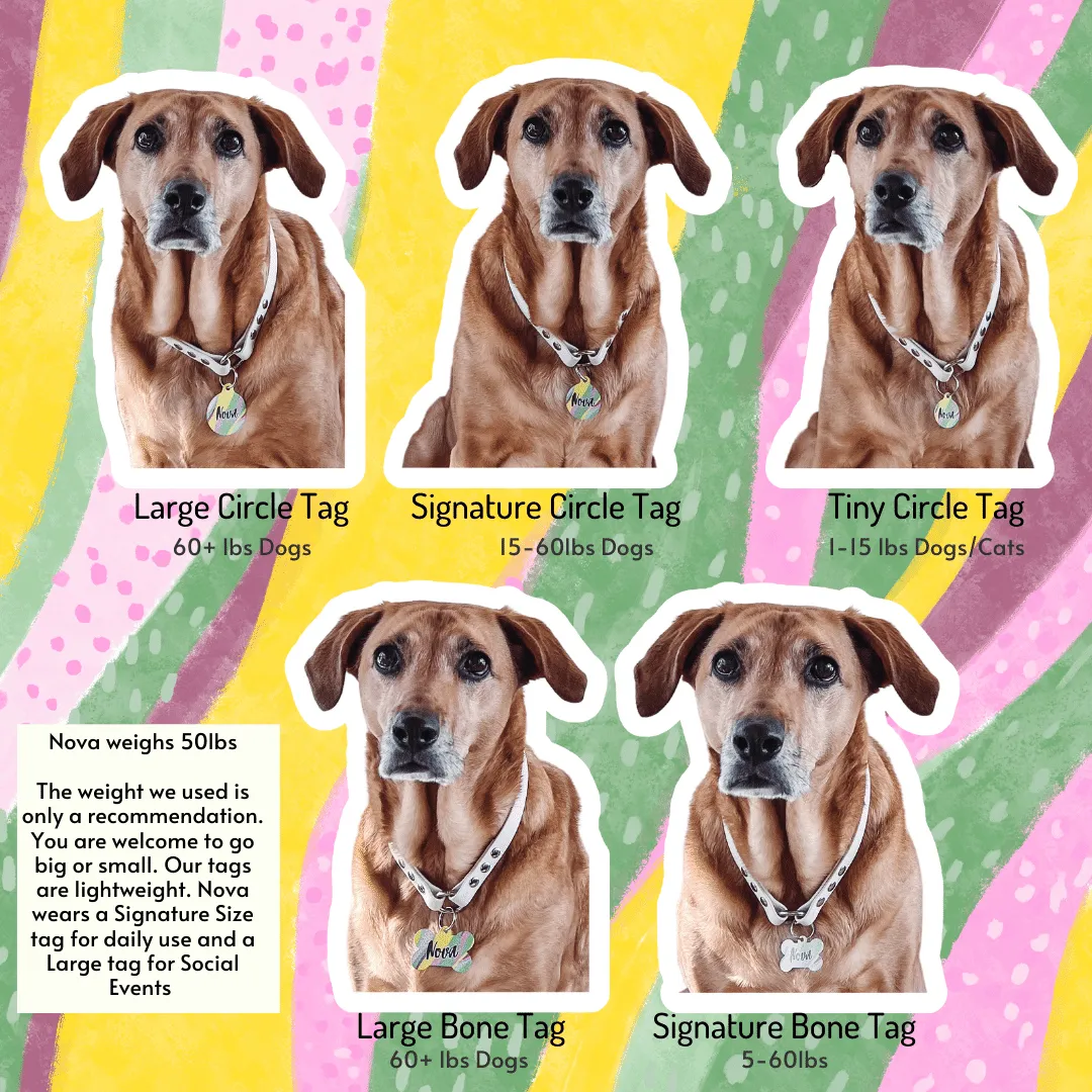 Black Polka Dots Circle Pet Tag