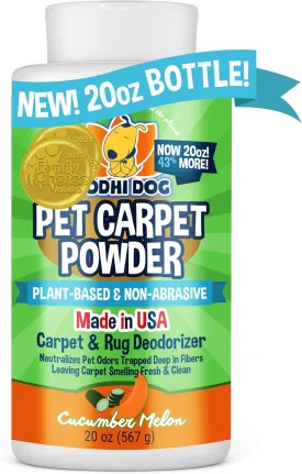 Bodhi Dog Natural Carpet Powder - Dry Pet Smell Eliminator & Urine Odor Remover - Loosens Fur & Dirt - Plant-Based and Biodegradable Room Freshener for Home with Pets - Cucumber Melon (Pack of 1)