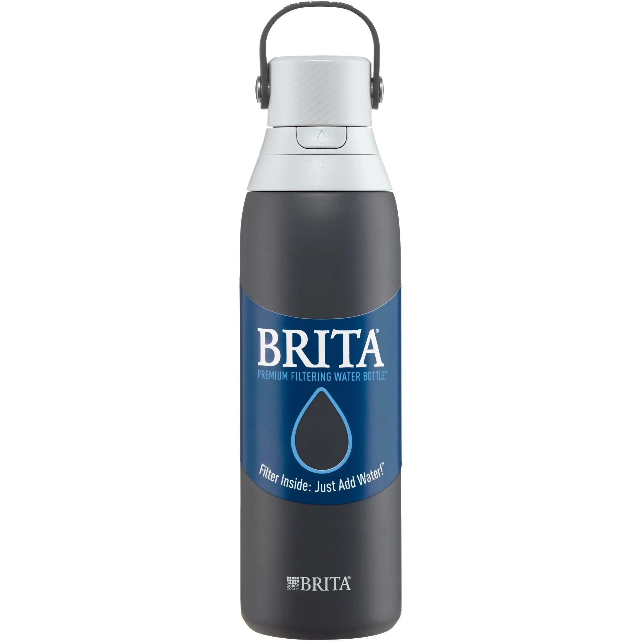 Brita 20 oz Carbon Premium Stainless Steel Leak Proof Filtered Insulated Water Bottle with Straw
