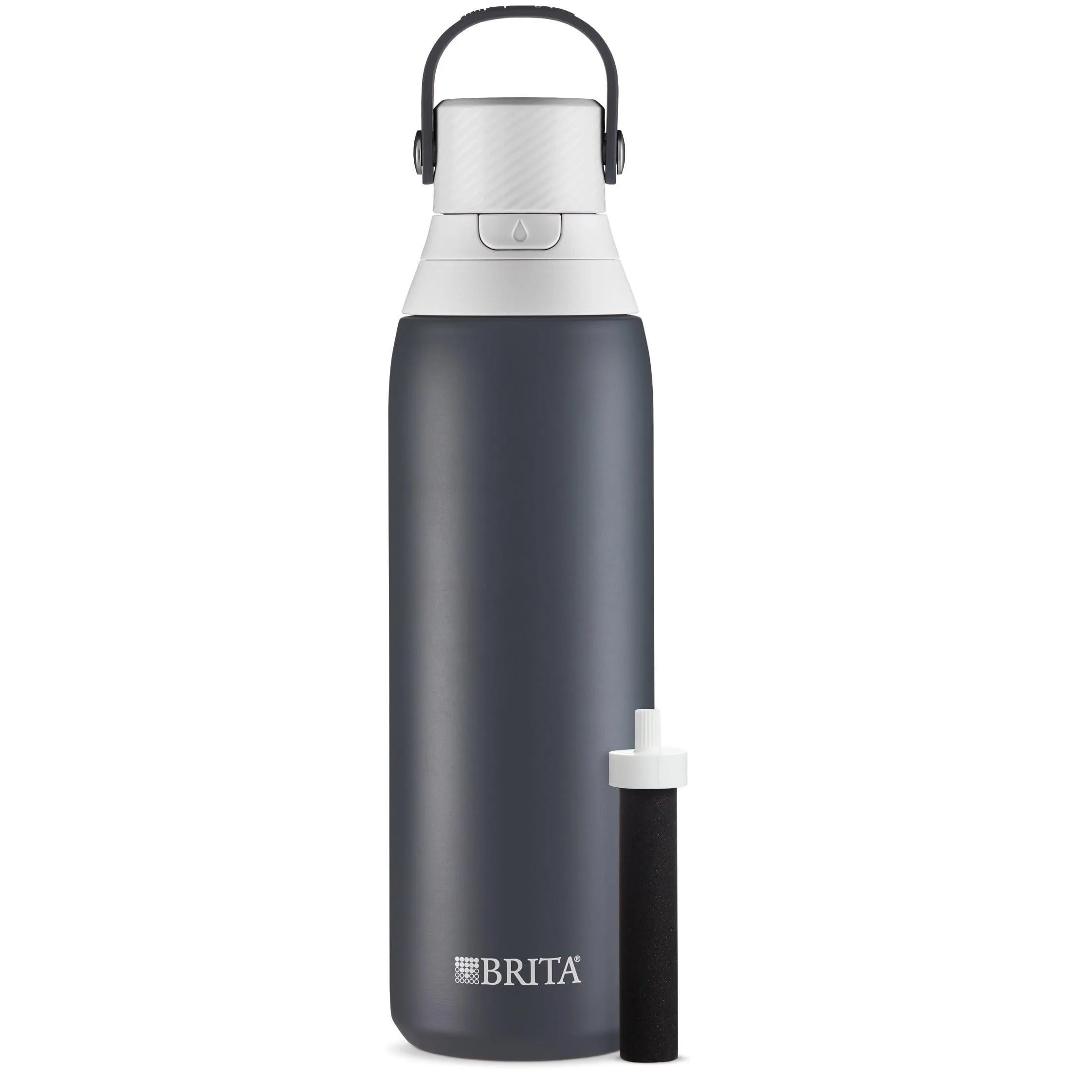 Brita 20 oz Carbon Premium Stainless Steel Leak Proof Filtered Insulated Water Bottle with Straw