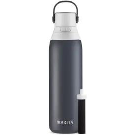 Brita 20 oz Carbon Premium Stainless Steel Leak Proof Filtered Insulated Water Bottle with Straw