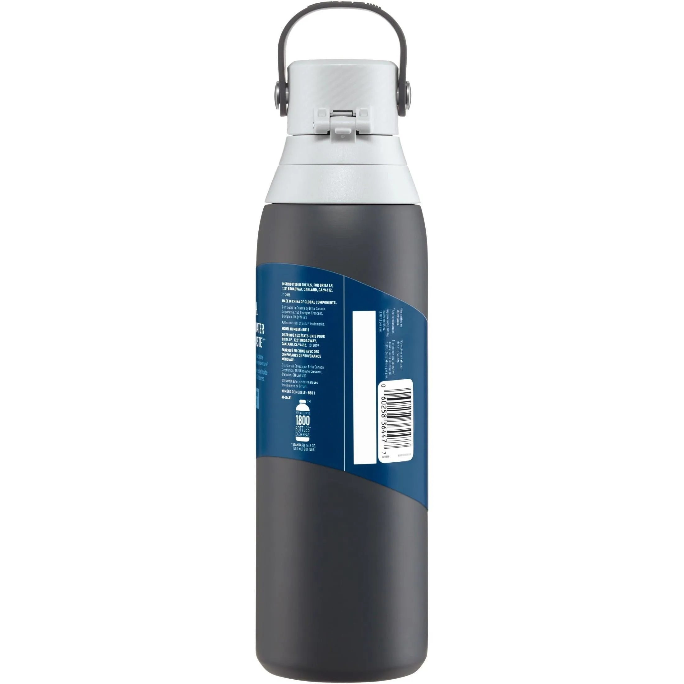 Brita 20 oz Carbon Premium Stainless Steel Leak Proof Filtered Insulated Water Bottle with Straw