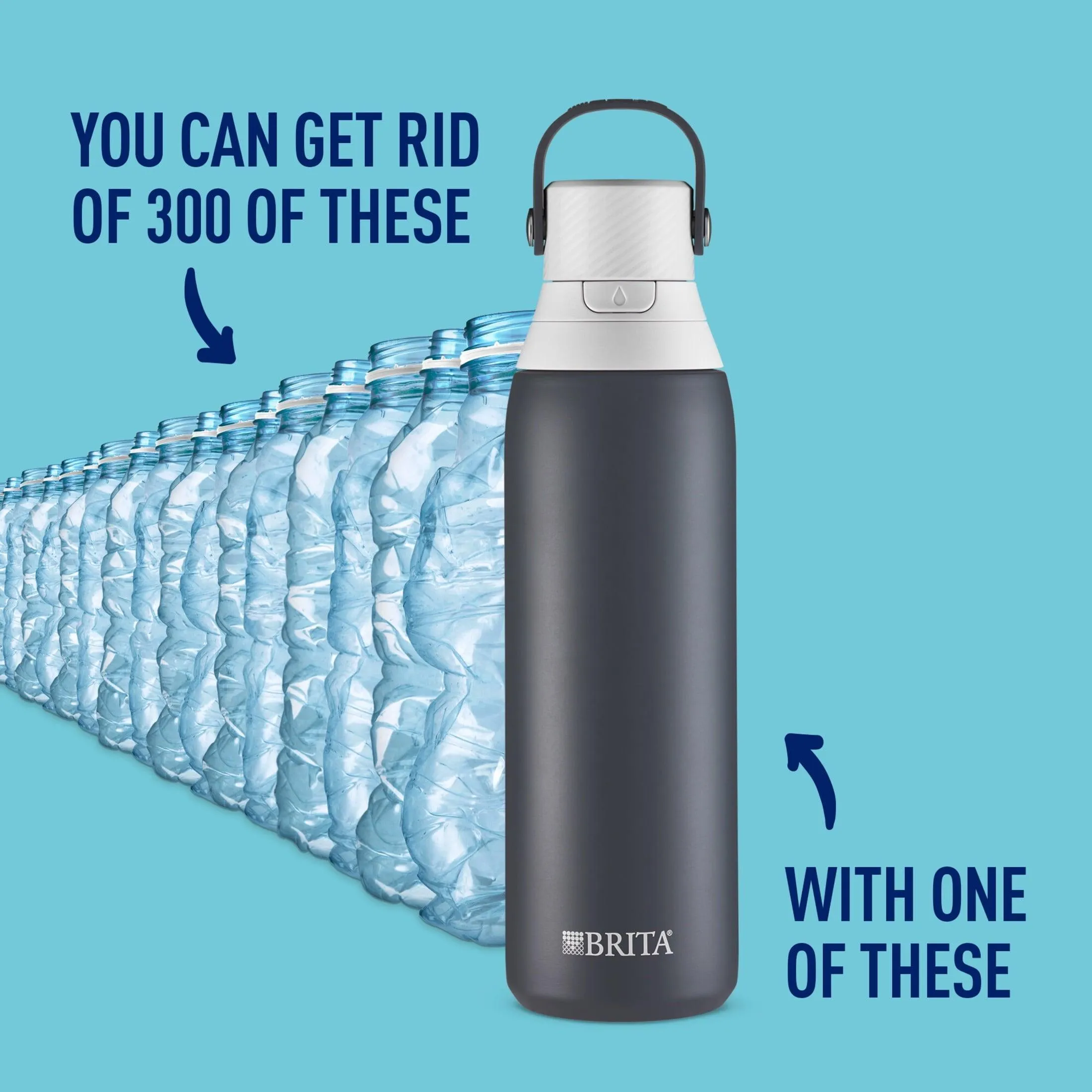 Brita 20 oz Carbon Premium Stainless Steel Leak Proof Filtered Insulated Water Bottle with Straw