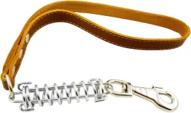 Brown Shock Absorbing Leather Dog Short Traffic Leash 20" Long for Large to XLarge Breeds