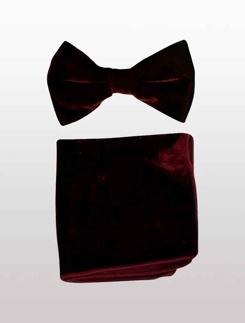 Burgundy Velvet Bowtie and Hanky
