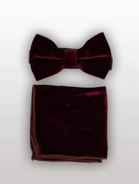 Burgundy Velvet Bowtie and Hanky