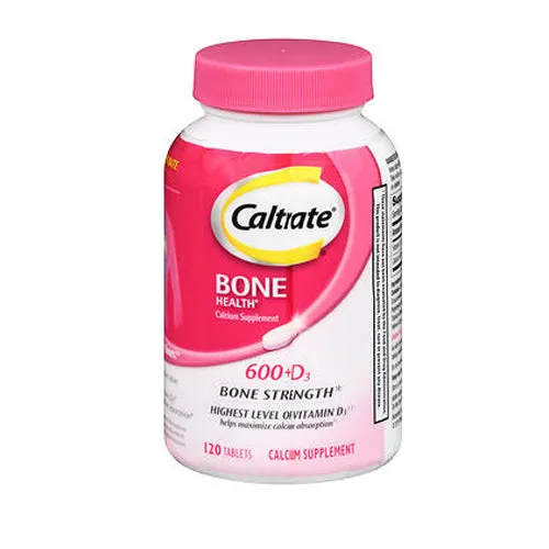 Caltrate 600 Calcium Supplements Plus Vitamin D For Strong Bones 120 tabs By Caltrate