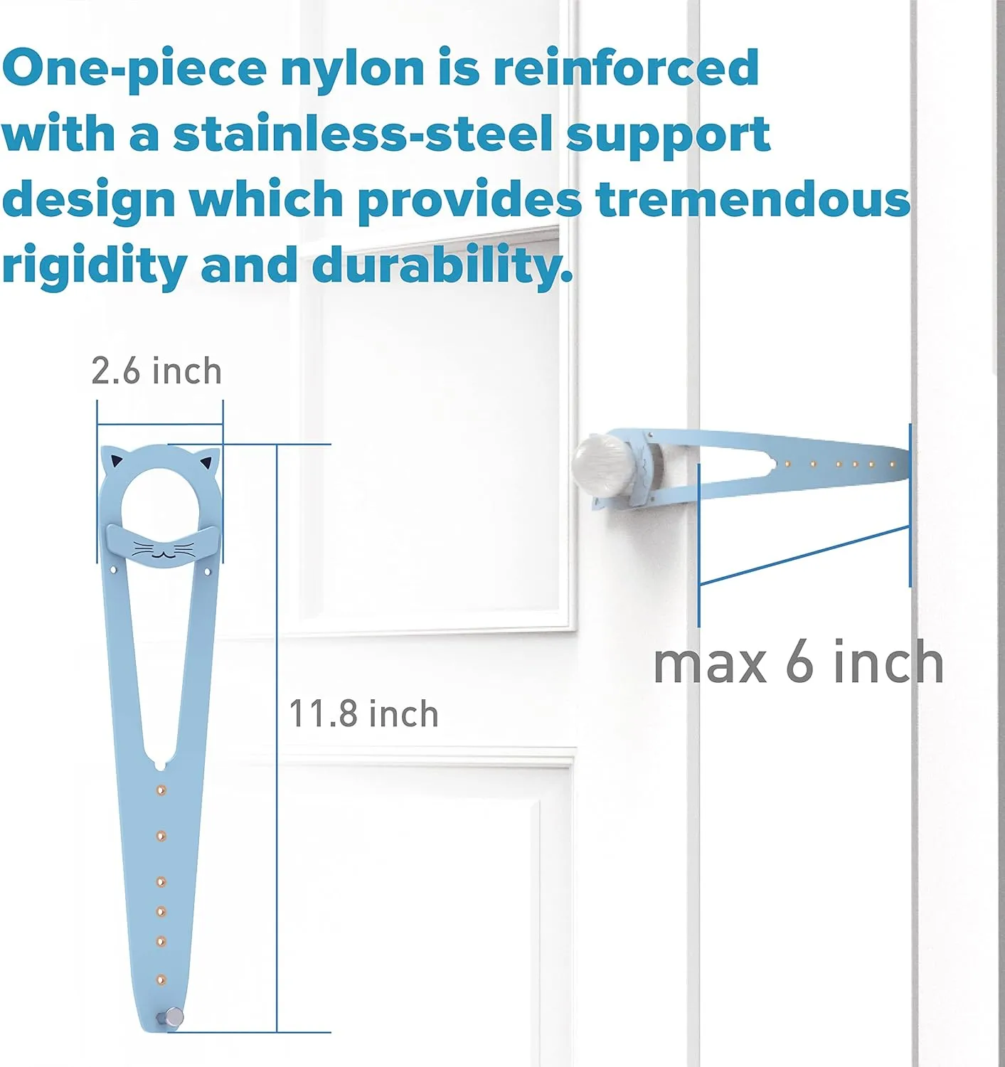 Cat Door Latch with Stabilizer, 7 Sizes Adjustable Door Latch for Cat to Keep Dog Out of Litter Box, Economical Alternative of Pet Gates and Interior Pet Door, Plastic