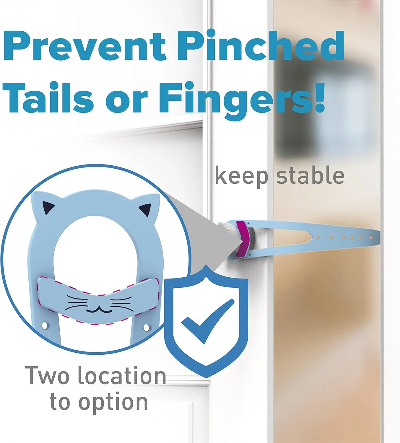 Cat Door Latch with Stabilizer, 7 Sizes Adjustable Door Latch for Cat to Keep Dog Out of Litter Box, Economical Alternative of Pet Gates and Interior Pet Door, Plastic