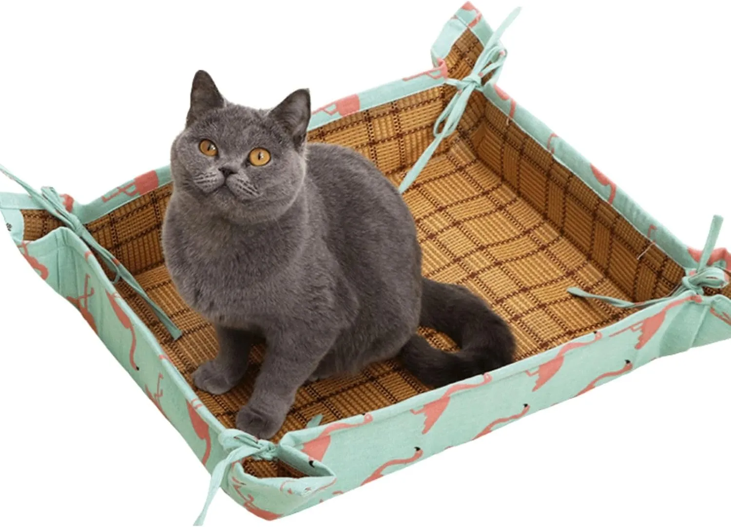 Cat Mat, Cat Nest Bed and Cat Hammock 3 in 1 Foldable Waterproof and Comfortable Pet Cage Mat Washable Pet Cooling Mat for Cats and Puppies (Blue,Small)