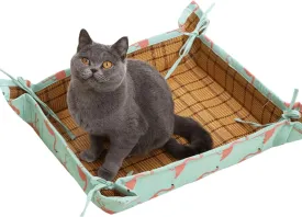 Cat Mat, Cat Nest Bed and Cat Hammock 3 in 1 Foldable Waterproof and Comfortable Pet Cage Mat Washable Pet Cooling Mat for Cats and Puppies (Blue,Small)