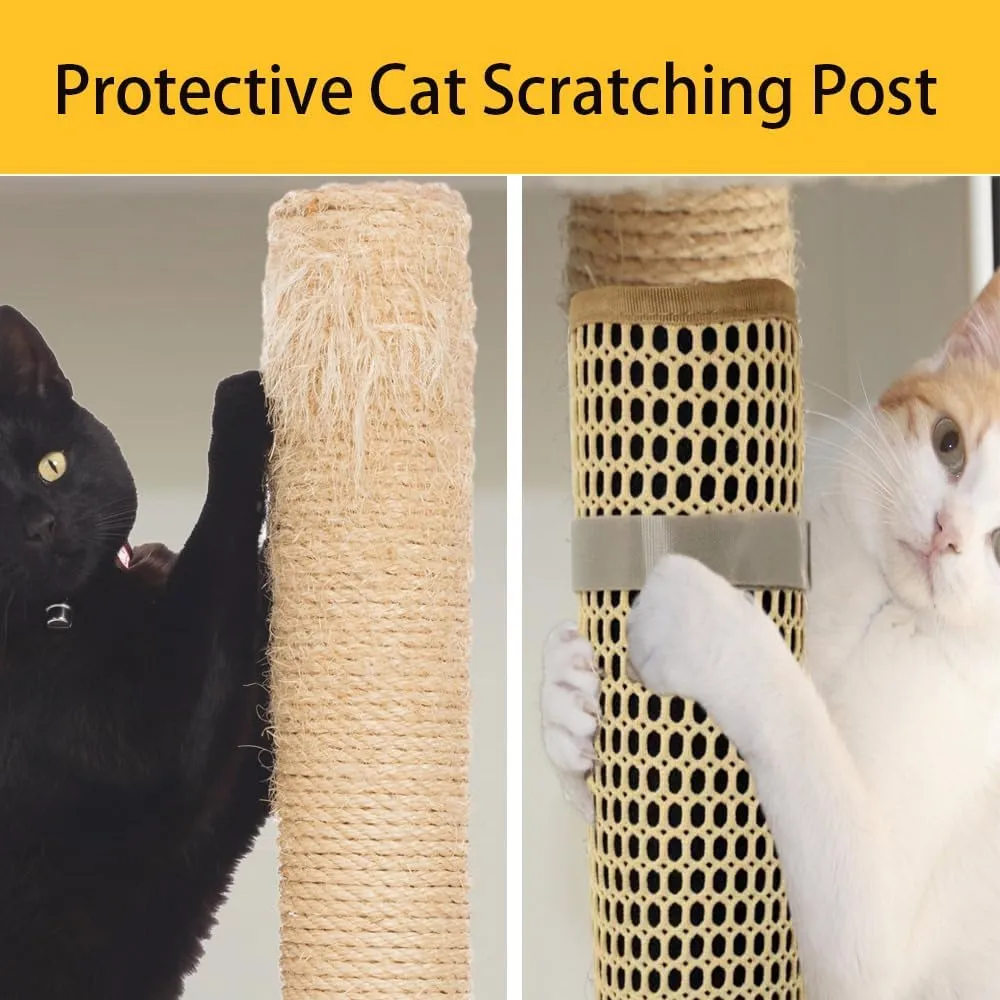 Cat Nail File Scratcher Wrapped Around a Cat Scratching Post, 14.81x11.12 Inches Cat Scratch That Files Nails, Cat Nail File Can Help to Trim Cat's Nails and Protect Scratch Post, beige