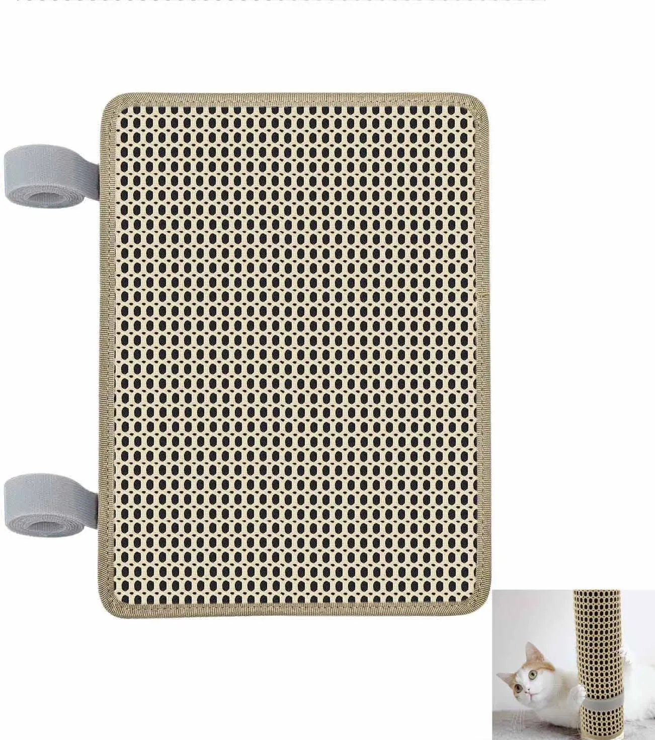 Cat Nail File Scratcher Wrapped Around a Cat Scratching Post, 14.81x11.12 Inches Cat Scratch That Files Nails, Cat Nail File Can Help to Trim Cat's Nails and Protect Scratch Post, beige