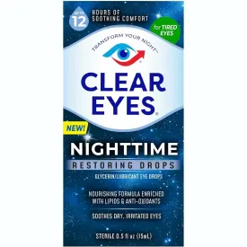 Clear Eyes Nighttime Restoring Eye Drops - 0.5 Oz