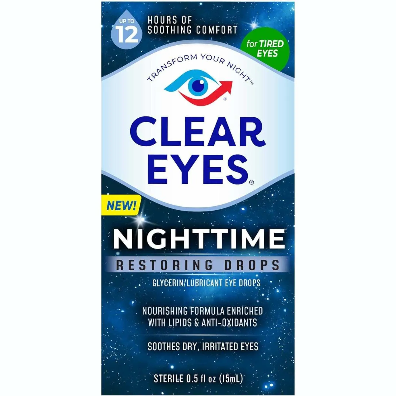 Clear Eyes Nighttime Restoring Eye Drops - 0.5 Oz