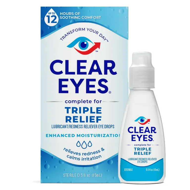 Clear Eyes Triple Relief Lubricant Eye Drops, 0.5 fl oz