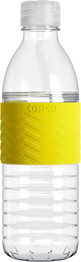 Copco Hydra 16.9 oz Water Bottle with Leak-Proof Lid - Tritan Reusable with Textured Grip Sleeve - BPA-Free, Shatter-Resistant, Dishwasher Safe for Travel, Gym, Work, Outdoors (Chevron Buttercream)