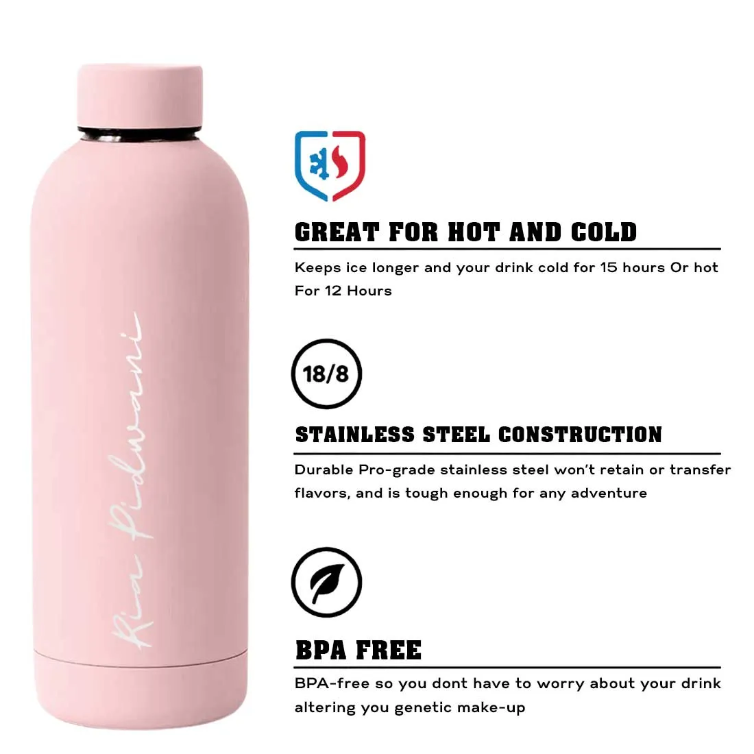 Customized Water Bottles with Names Stainless Steel Double Insulated Water Bottles for Travel Office Gym Home - BPA Free, Leakproof