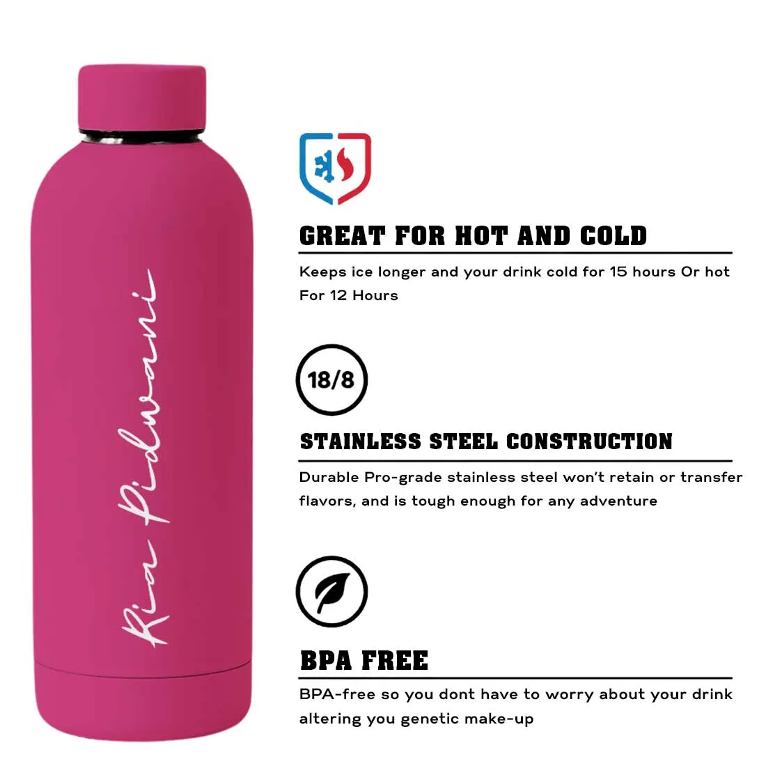 Customized Water Bottles with Names Stainless Steel Double Insulated Water Bottles for Travel Office Gym Home - BPA Free, Leakproof