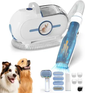 Dog Grooming Vacuum - 2.0L Pet Cleaning Kit, 4 Powerful Suction, 99% Pet Hair, Low Noise Clippers for Dogs & Cats