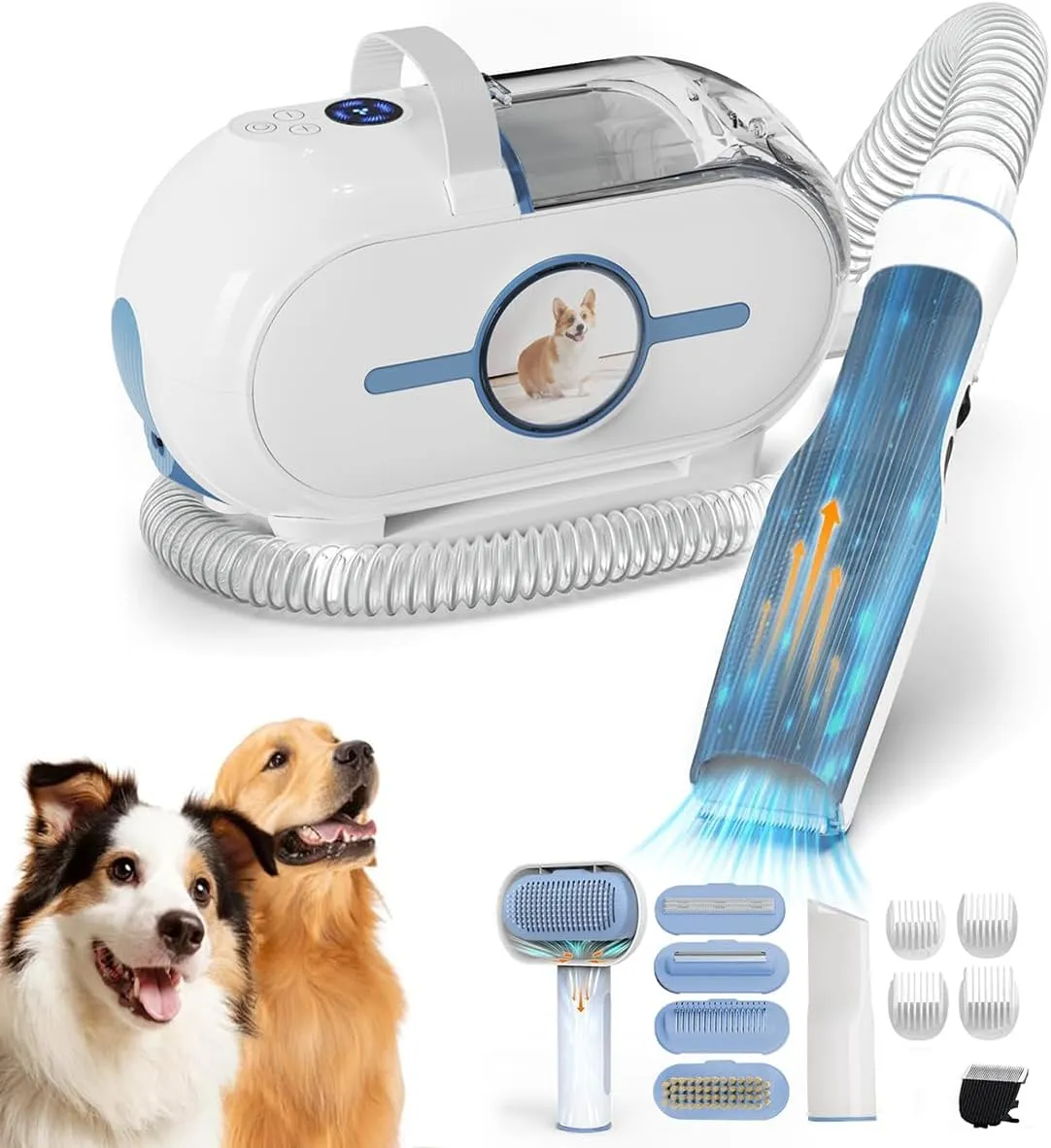 Dog Grooming Vacuum - 2.0L Pet Cleaning Kit, 4 Powerful Suction, 99% Pet Hair, Low Noise Clippers for Dogs & Cats
