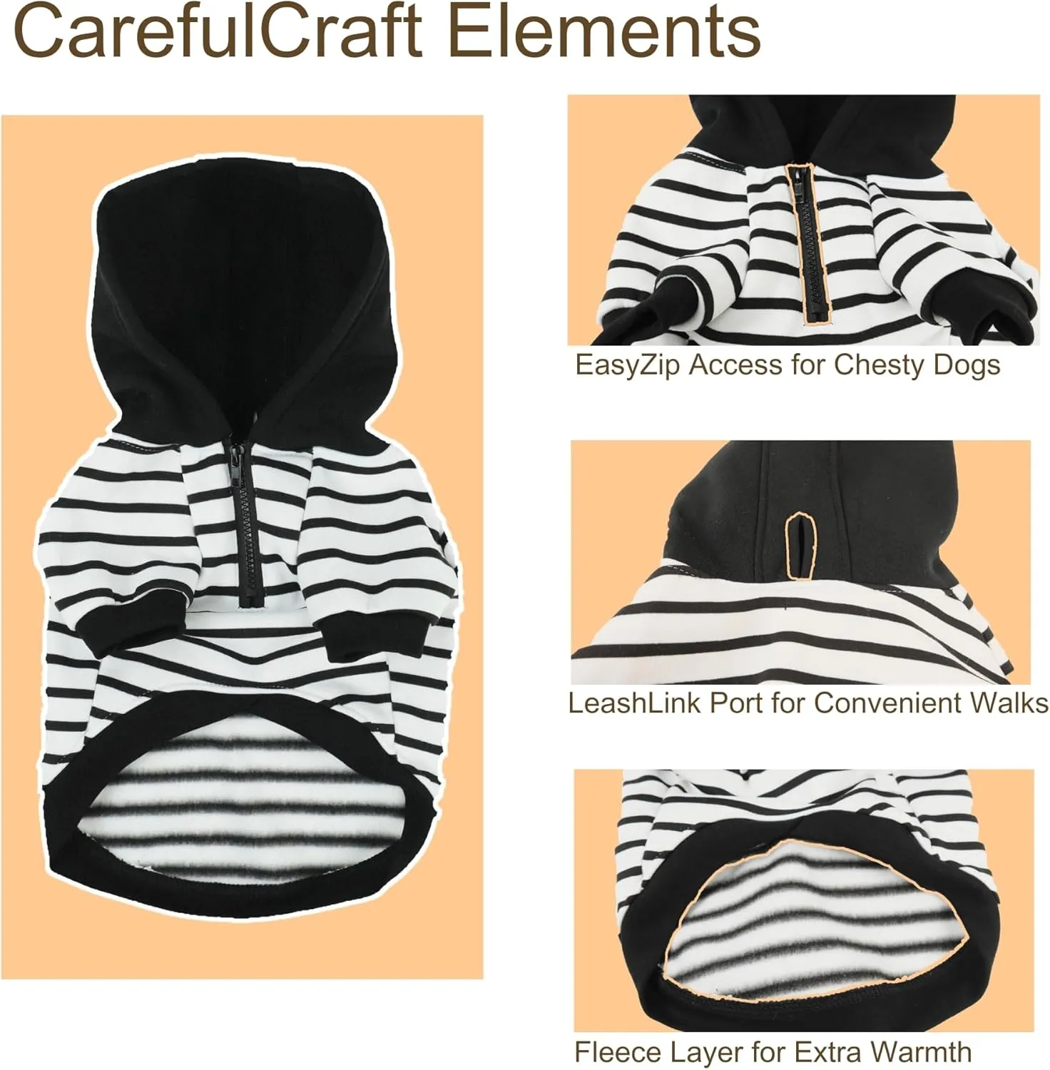Dog Sweaters for Medium Dogs Boy French Bulldog Clothes,Frenchie Clothes Dog Fleece Sweaters Winter Coat Pet Sweatshirt Hoodie Medium Sized Halloween Costume,Black Striped,XL