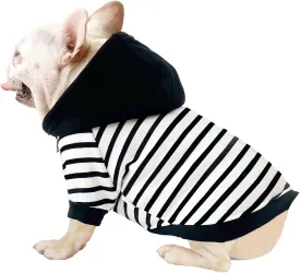 Dog Sweaters for Medium Dogs Boy French Bulldog Clothes,Frenchie Clothes Dog Fleece Sweaters Winter Coat Pet Sweatshirt Hoodie Medium Sized Halloween Costume,Black Striped,XL