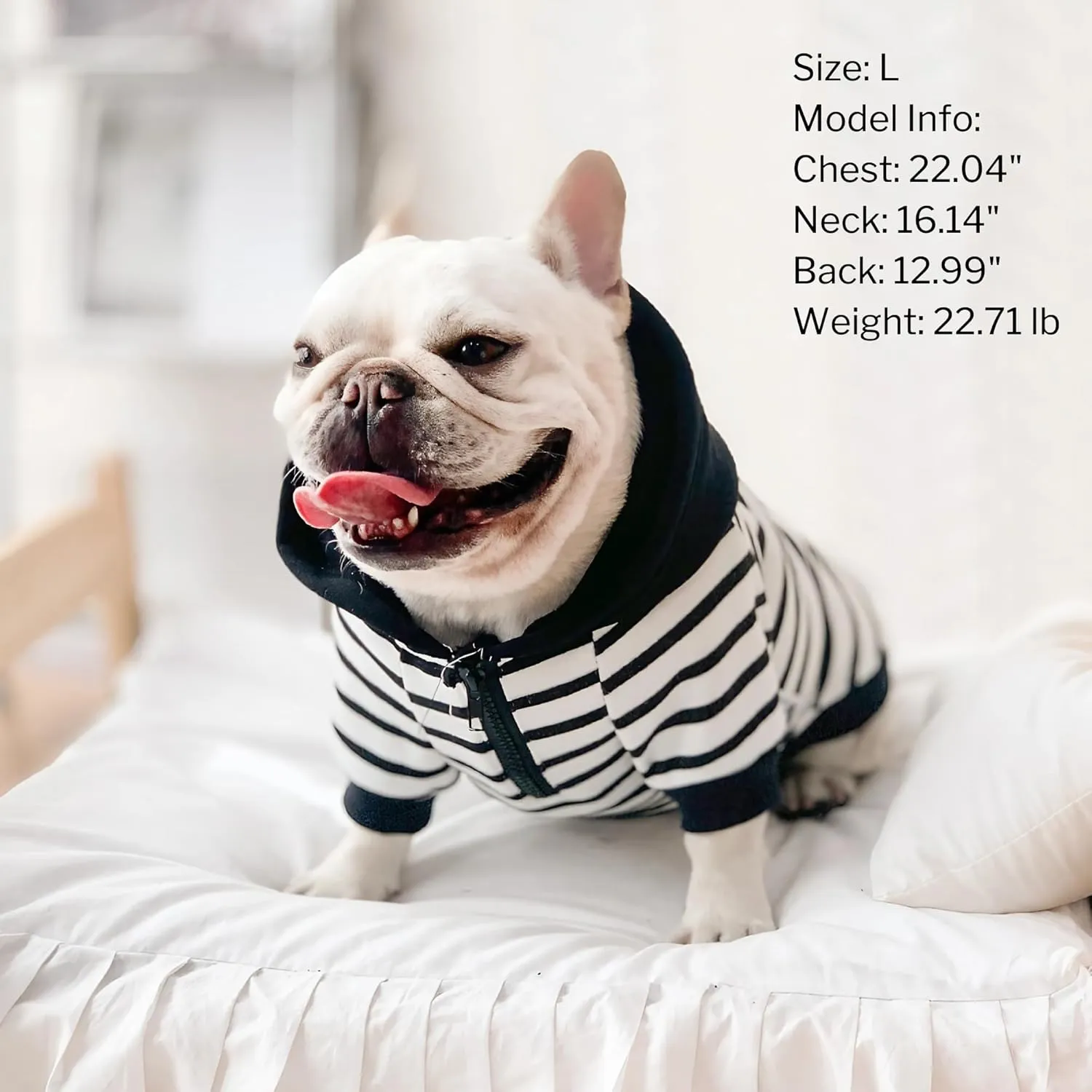 Dog Sweaters for Medium Dogs Boy French Bulldog Clothes,Frenchie Clothes Dog Fleece Sweaters Winter Coat Pet Sweatshirt Hoodie Medium Sized Halloween Costume,Black Striped,XL