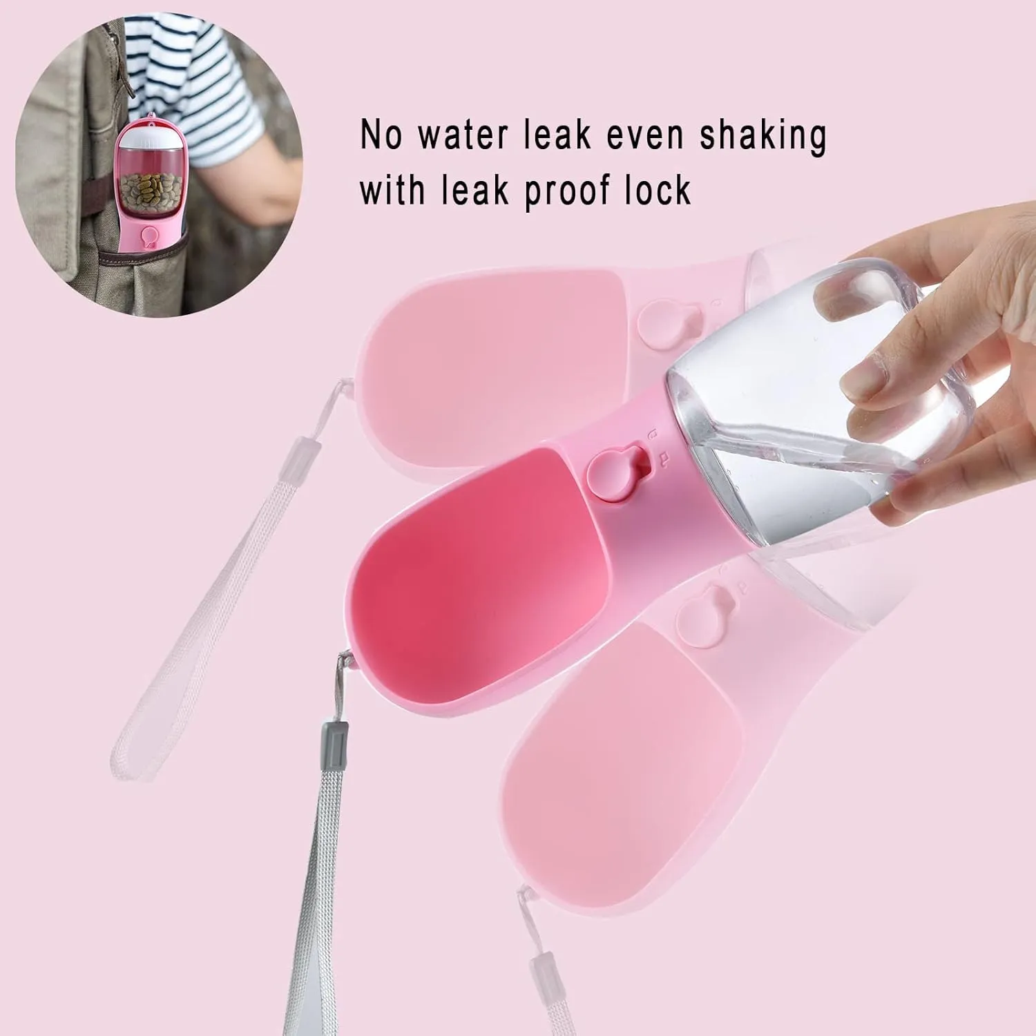 Dog Water Bottle with Food Container, Travel Puppy Water Bowl, Portable Pet Dispenser, Puppy Essentials for Walking and Hiking