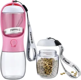 Dog Water Bottle with Food Container, Travel Puppy Water Bowl, Portable Pet Dispenser, Puppy Essentials for Walking and Hiking