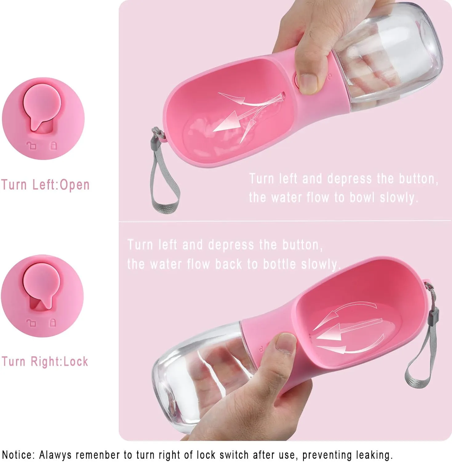 Dog Water Bottle with Food Container, Travel Puppy Water Bowl, Portable Pet Dispenser, Puppy Essentials for Walking and Hiking