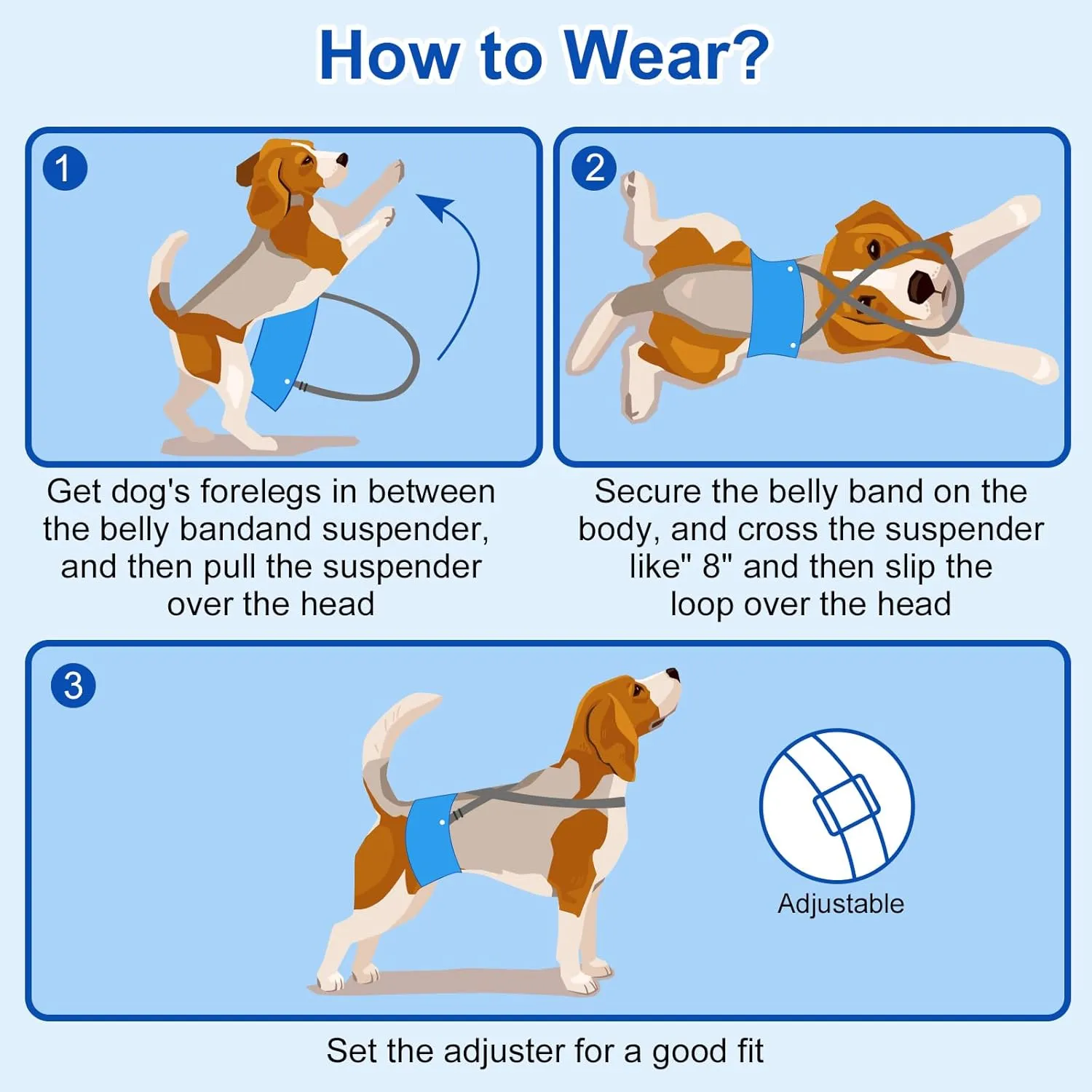 Dono Reusable Belly Bands for Male Dogs with Suspender, 3 Pack Washable Dog Diapers Male, High Absorbency Male Dog Wraps, Leakproof Doggie Puppy Doggy Diapers, Sharks Dinosaurs Trucks, X-Small