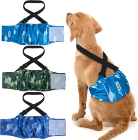 Dono Reusable Belly Bands for Male Dogs with Suspender, 3 Pack Washable Dog Diapers Male, High Absorbency Male Dog Wraps, Leakproof Doggie Puppy Doggy Diapers, Sharks Dinosaurs Trucks, X-Small