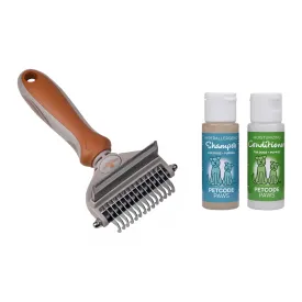 Duo Dog Shampoo & Conditioner with Grooming Dog Brush - Luxury Care for Your Furry Friend - Improve Your Pet Beauty Routine with Shampoo & Conditioner for Natural Grooming - Terra/Medium