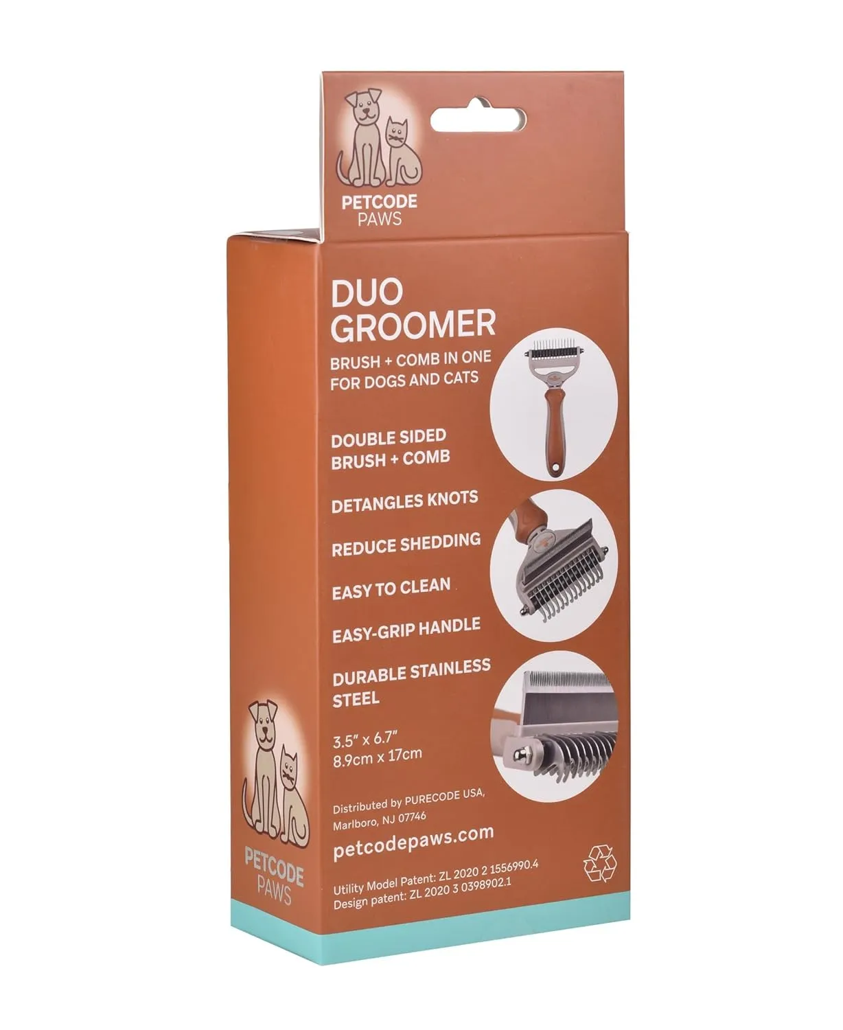 Duo Dog Shampoo & Conditioner with Grooming Dog Brush - Luxury Care for Your Furry Friend - Improve Your Pet Beauty Routine with Shampoo & Conditioner for Natural Grooming - Terra/Medium